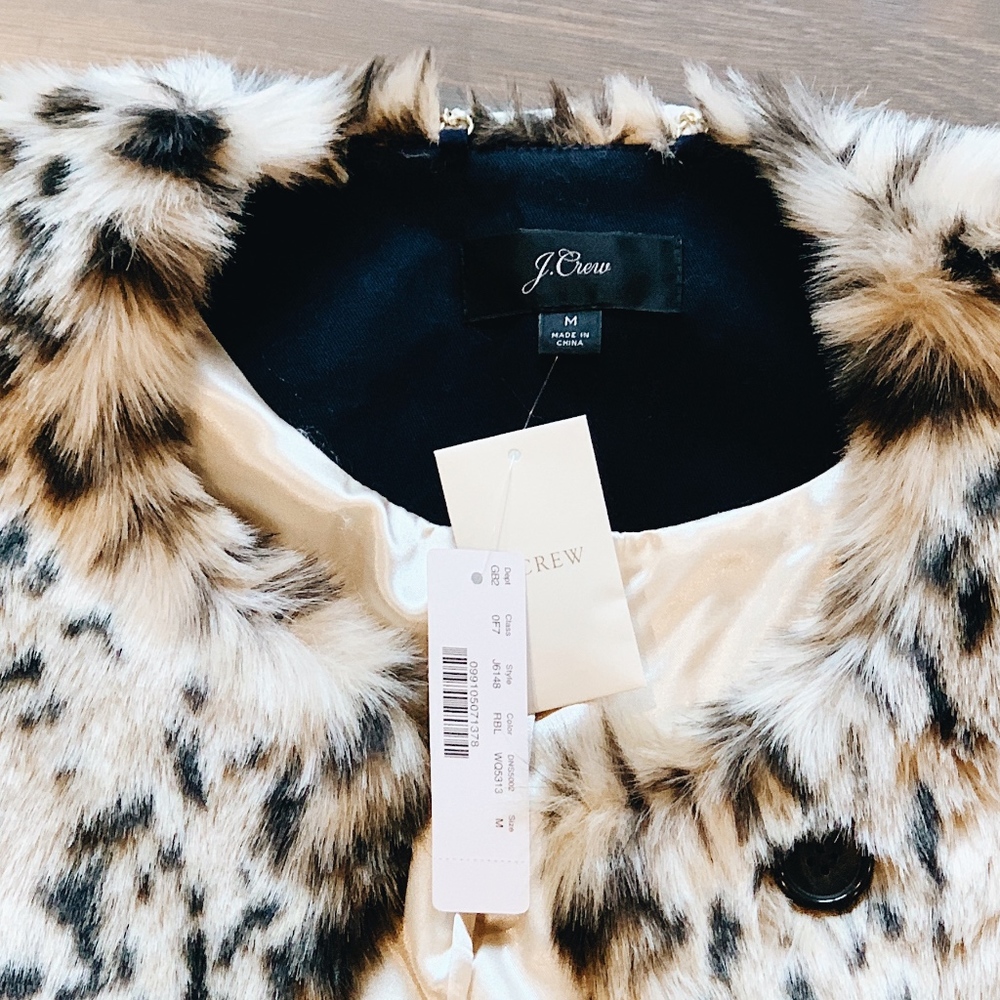 J. Crew Leopard Print Faux Fur Jacket - Picture 7 of 7